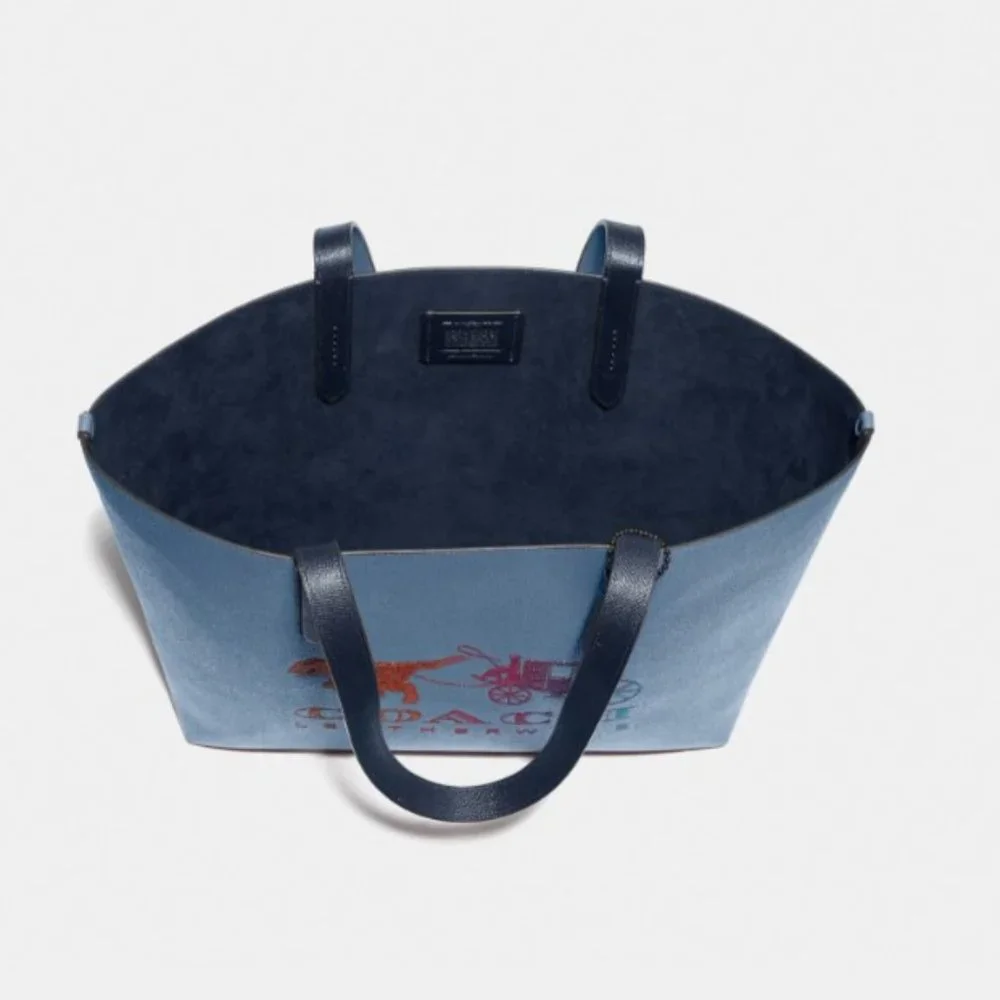 Coach Rexy Purse Highline Tote With Carriage in Blue Bag Rainbow Glitter Logo - Picture 3 of 13